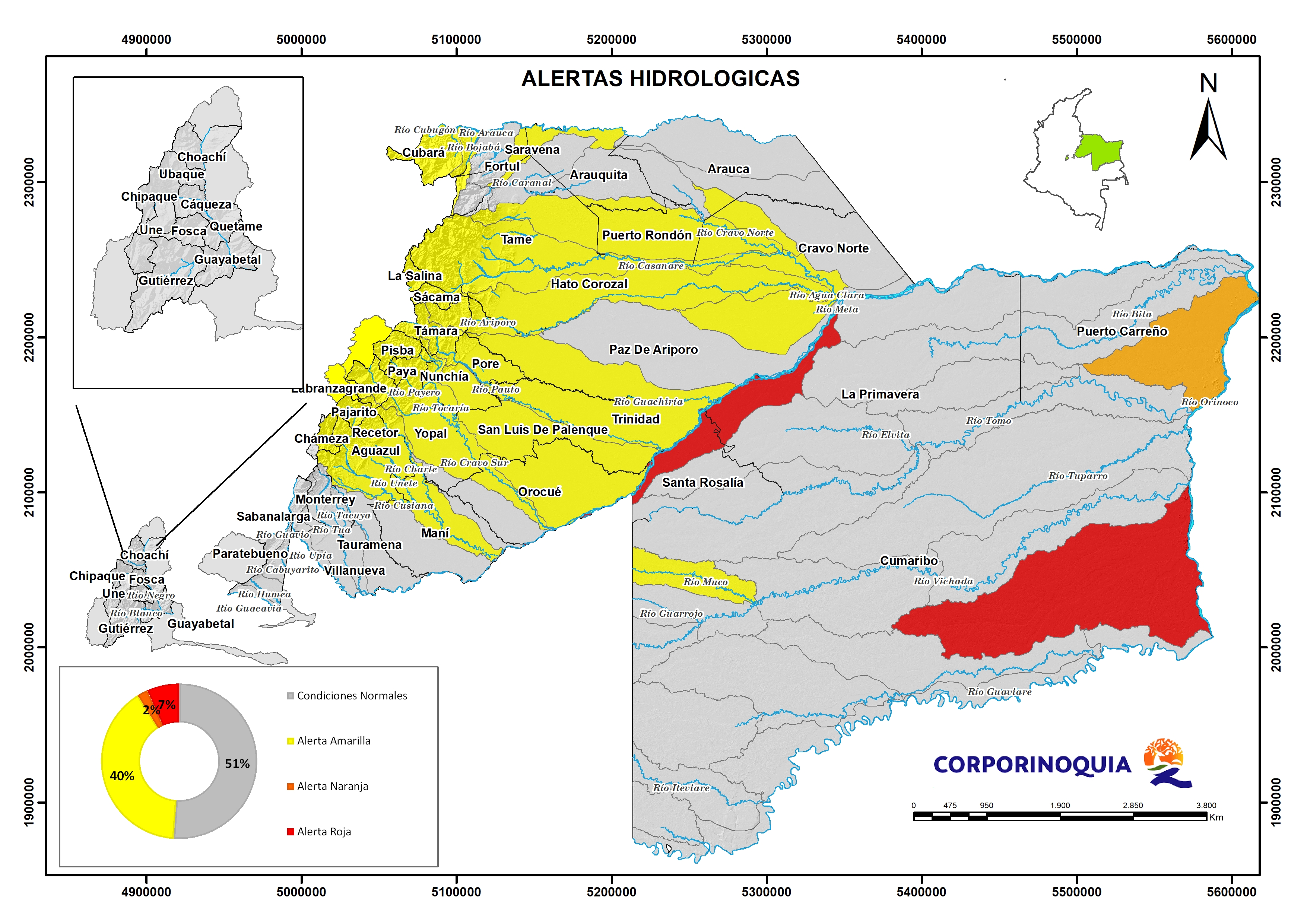 Corporinoquia presenta las alertas por deslizamientos de tierra e inundaciones en la jurisdicción