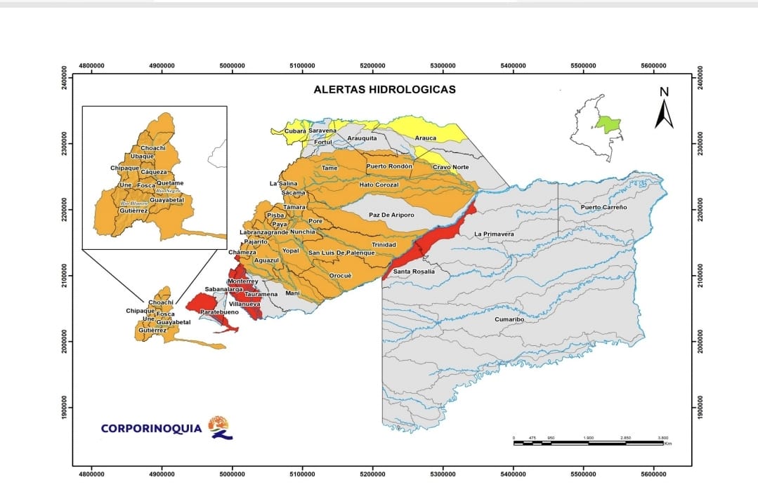 Corporinoquia emite alerta por crecientes súbitas y deslizamientos en su jurisdicción
