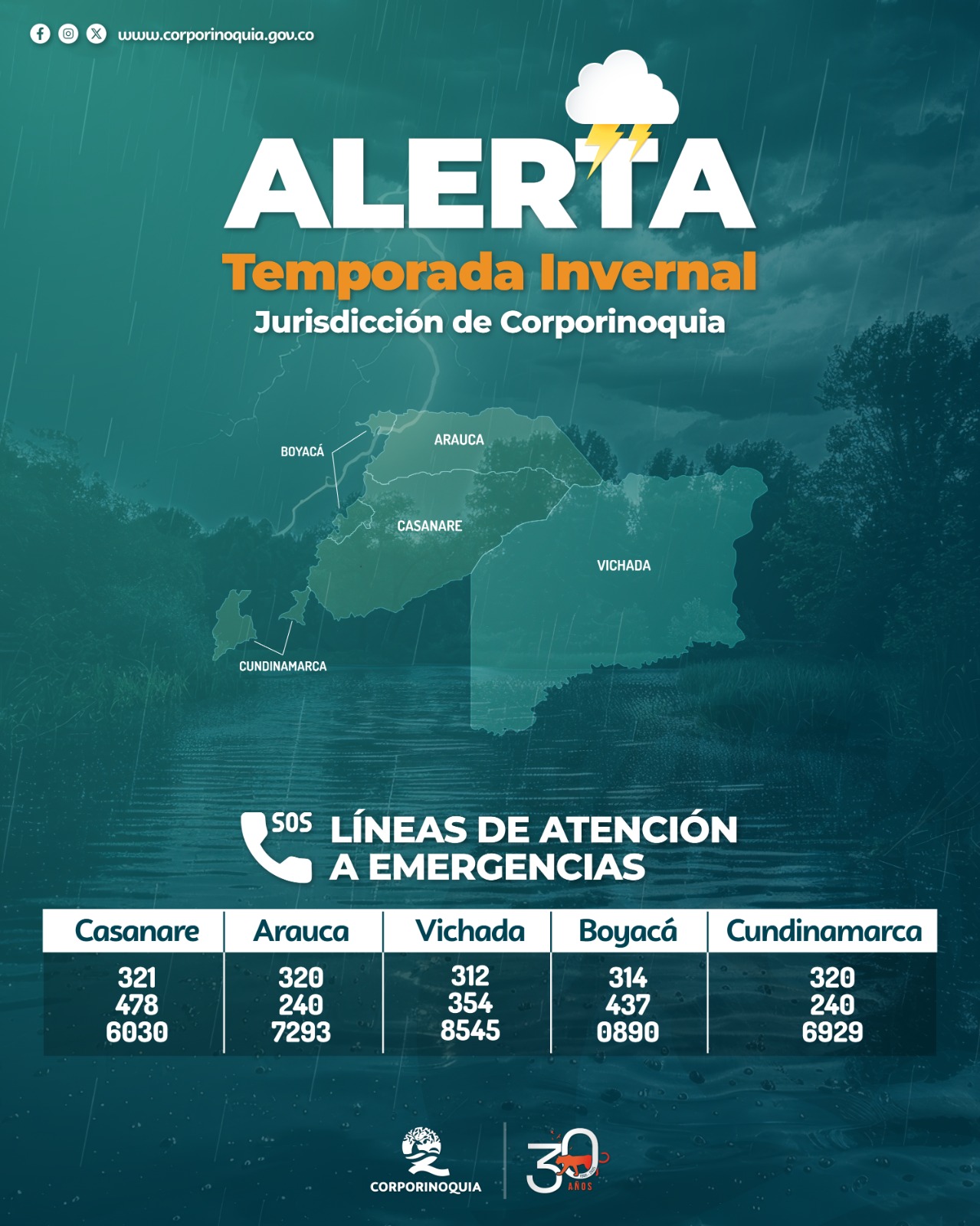 Corporinoquia emite alerta por crecientes súbitas, deslizamientos e inundaciones en su jurisdicción